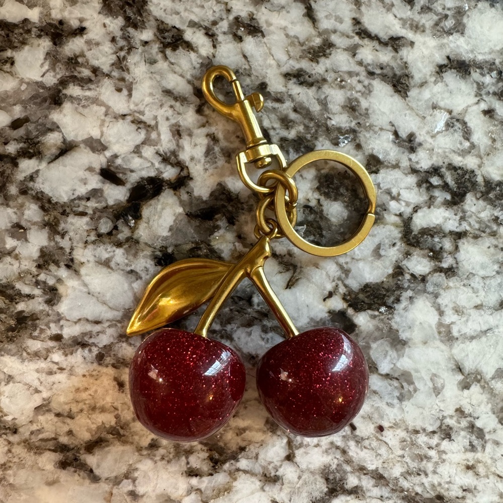 Red Cherry Bag Charm Keychain Unbranded